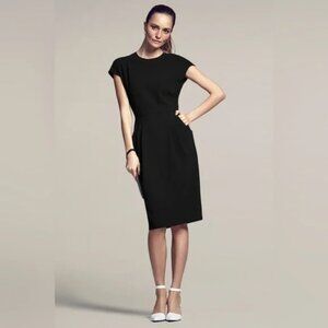 MM LaFleur Masha Black Crepe Sheath Midi Dress
